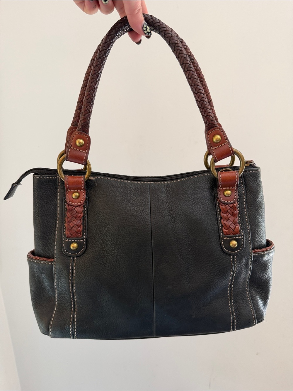 Vintage Y2K Fossil ZB 2406 Black Leather Satchel